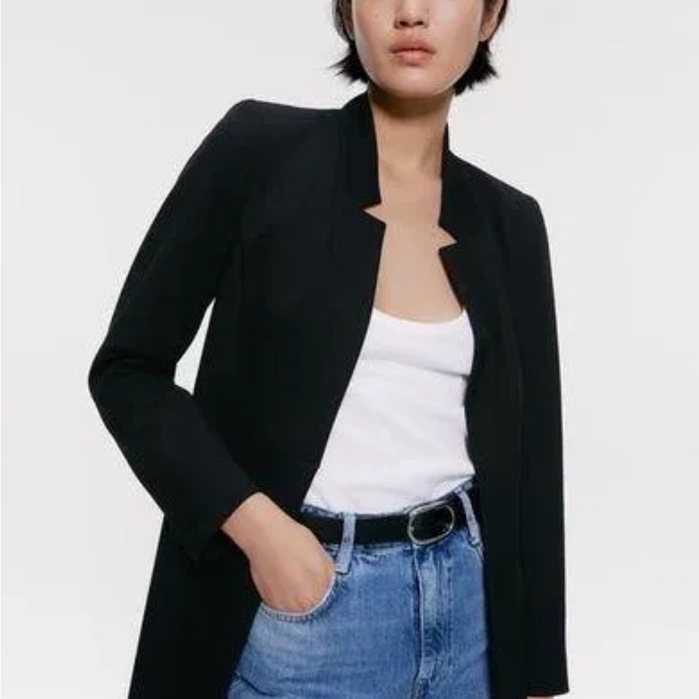Zara Sz S Women’s Black Inverted Lapel Frock Blazer